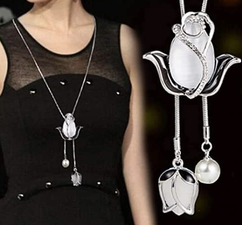 Collar de perlas en tono rosado